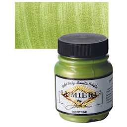 Jacquard Lumiere Acrylic - Citrine, 2.25 oz jar and swatch