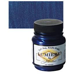 Jacquard Lumiere Acrylic - Indigo, 2.25 oz jar and swatch