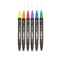 Marvy Uchida Dual-Tipped Ball & Brush Fabric Markers fluorescent colors