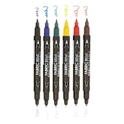 Marvy Uchida Dual-Tipped Ball & Brush Fabric Markers standard colors