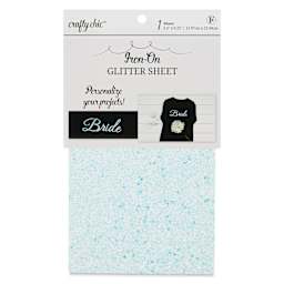Crafty Chic Iron-On Glitter Sheet - Bride, 5.5" x 9.25" front of packaging