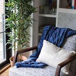 Rit DyeMore Synthetic Fiber Dye - Midnight Navy, 7 oz applied to throw blanket 