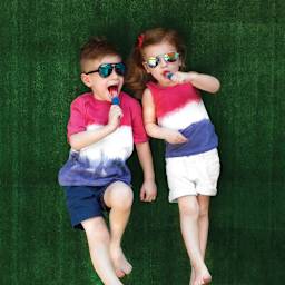 Rit All Purpose Liquid Dye - Cherry Red, 8 oz, children wearing tie dyed shirts