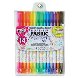 Tulip Dual-Tip Fabric Markers - Front of package showing markers and label