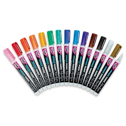 Tulip Opaque Bullet Tip Fabric Markers - Set of 15 Rainbow Markers arranged like a rainbow