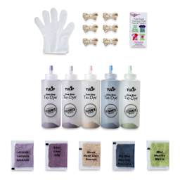 Tulip One-Step Tie-Dye Kit - Pretty Pastels, Kit of 5 Colors, contents laid out