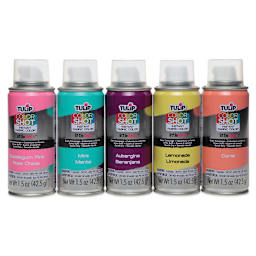 Tulip ColorShot Instant Fabric Color Spray - 5 pc Littleshots Festival Colors Set shown in a row