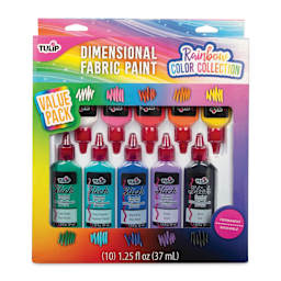 Tulip Dimensional Fabric Paint Set - Rainbow Color Collection, Set of 10 (front of packaging)