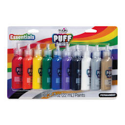 Tulip Dimensional Fabric Paint Set - Puff Essentials, Set of 10 (front of packaging)