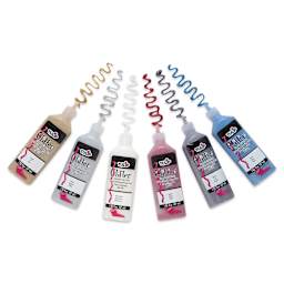 Tulip Dimensional Fabric Paint Set - Glitter Set - 6 Open bottles with swatches