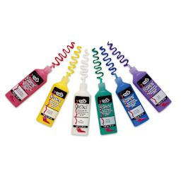 Tulip Dimensional Fabric Paint Set - Crystal Set, 6 Open bottles with swatches 