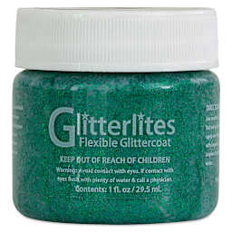 Angelus Glitterlites Flexible Glittercoat Paint - Emerald, 1 oz