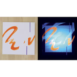 Wildfire Luminescent Fluorescent Acrylic Paints, paints before and after blacklight effect