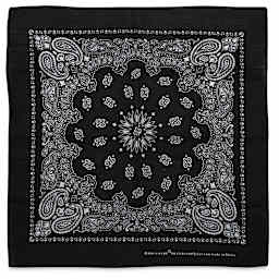 Carolina Paisley Bandanas - Full view of Black Bandana