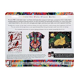 Jacquard Procion MX Fiber Reactive Cold Water Dye - Starter Set, Set of 4, 2/3 oz Jars (Back of packaging)