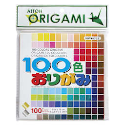 Aitoh 100 Color Origami Squares - Package of 100, 5-7/8" Squares, front of packaging
