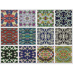 Yasutomo Kaleidoscope Series Origami Paper - Chart showing each Yuzen Kimono design in package
