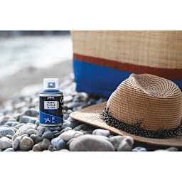 Pebeo 7A Fabric Spray Paint - Blue Can on beach with painted Tote bag