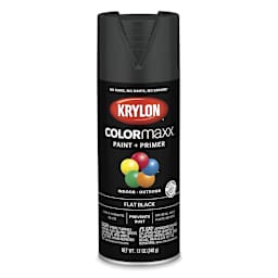 Krylon Colormaxx Spray Paint - Black, Flat, 12 oz