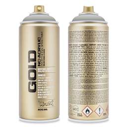 Montana Gold Acrylic Professional Spray Paint - Asphalt, 400 ml (Front and back of spray can)