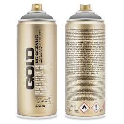 Montana Gold Acrylic Professional Spray Paint - Front and back of Meteorite 400 ml spray can shown