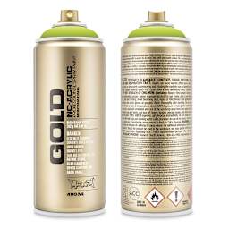 Montana Gold Acrylic Professional Spray Paint - Front and back of Poison Dark 400 ml spray can shown