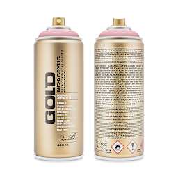Montana Gold Acrylic Professional Spray Paint - Lychee, 400 ml (Front and back of spray can)