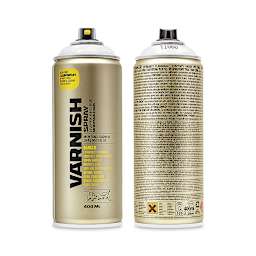 Montana Varnish Spray - Gloss, 400 ml (Front and back of spray can)