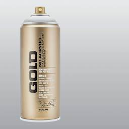 Montana Gold Acrylic Transparent Spray Paint - Transparent Magic White, 400 ml can with color swatch