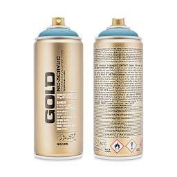 Montana Gold Acrylic Professional Spray Paint - Mt. Everest, 400 ml (Front and back of spray can)