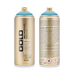 Montana Gold Acrylic Professional Spray Paint - Dolphins, 400 ml (Front and back of spray can)