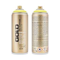 Montana Gold Acrylic Professional Spray Paint - Butta, 400 ml (Front and back of spray can)