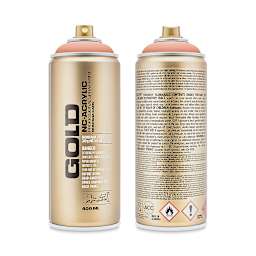 Montana Gold Acrylic Professional Spray Paint - Salmon, 400 ml (Front and back of spray can)