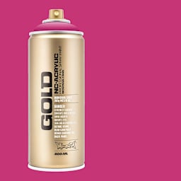 Montana Gold Acrylic Professional Spray Paint - Shock Pink, 400 ml (Spray can with color swatch)