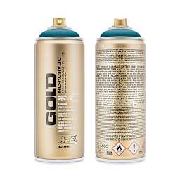 Montana Gold Acrylic Professional Spray Paint - Reef, 400 ml (Front and back of spray can)