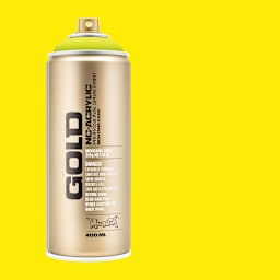 Montana Gold Acrylic Fluorescent Spray Paint - Flash Yellow, 400 ml (Spray can with color swatch)