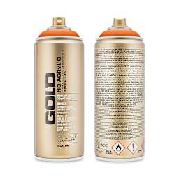 Montana Gold Acrylic Professional Spray Paint - Orange, 400 ml (Front and back of spray can)