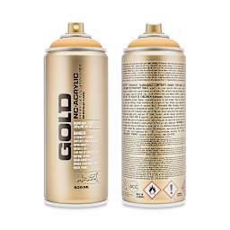 Montana Gold Acrylic Professional Spray Paint - Creme Orange, 400 ml (Front and back of spray can)