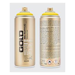 Montana Gold Acrylic Professional Spray Paint - Citrus, 400 ml (Front and back of spray can)
