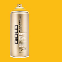 Montana Gold Acrylic Professional Spray Paint - Shock Yellow, 400 ml (Spray can with color swatch)