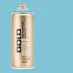 Montana Gold Acrylic Professional Spray Paint - Shock Blue Light, 400 ml (Spray can with color swatch)