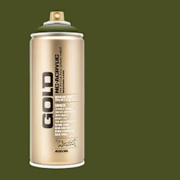 Montana Gold Acrylic Professional Spray Paint - Olive Green, 400 ml (Spray can with color swatch)