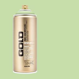 Montana Gold Acrylic Professional Spray Paint - Linden Green, 400 ml (Spray can with color swatch)