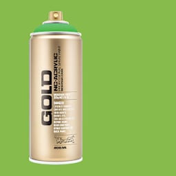 Montana Gold Acrylic Fluorescent Spray Paint - Acid Green, 400 ml (Spray can with color swatch)