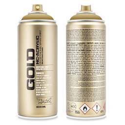 Montana Gold Acrylic Professional Spray Paint - Front and back of Sand 400 ml spray can shown