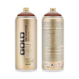 Montana Gold Acrylic Professional Spray Paint - Orange Brown, 400 ml (Front and back of spray can)