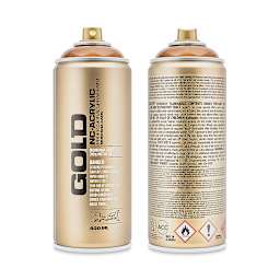 Montana Gold Acrylic Transparent Spray Paint - Transparent Hazelnut, 400 ml (Front and back of spray can)