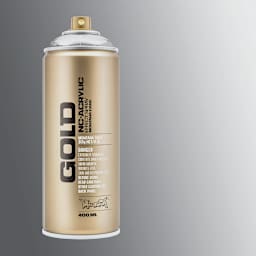 Montana Gold Acrylic Chrome Effect Spray Paint - Silverchrome (Metallic), 400 ml (Spray can with color swatch)