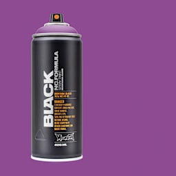 Montana Black Spray Paint - Monster, 400 ml can with swatch