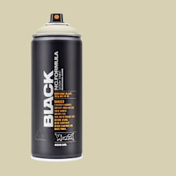 Montana Black Spray Paint - Face, 400 ml can with swatch